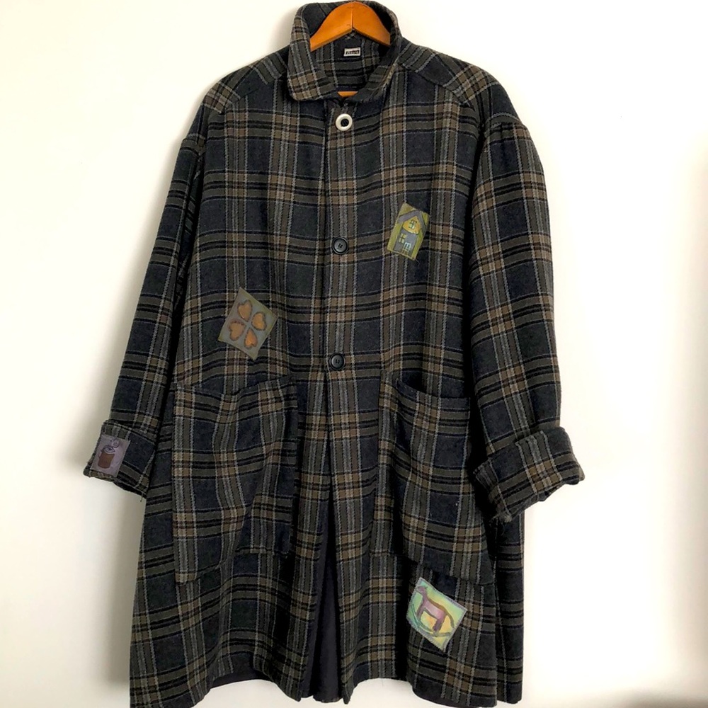 Rare** vintage Blue Fish wool plaid jacket coat